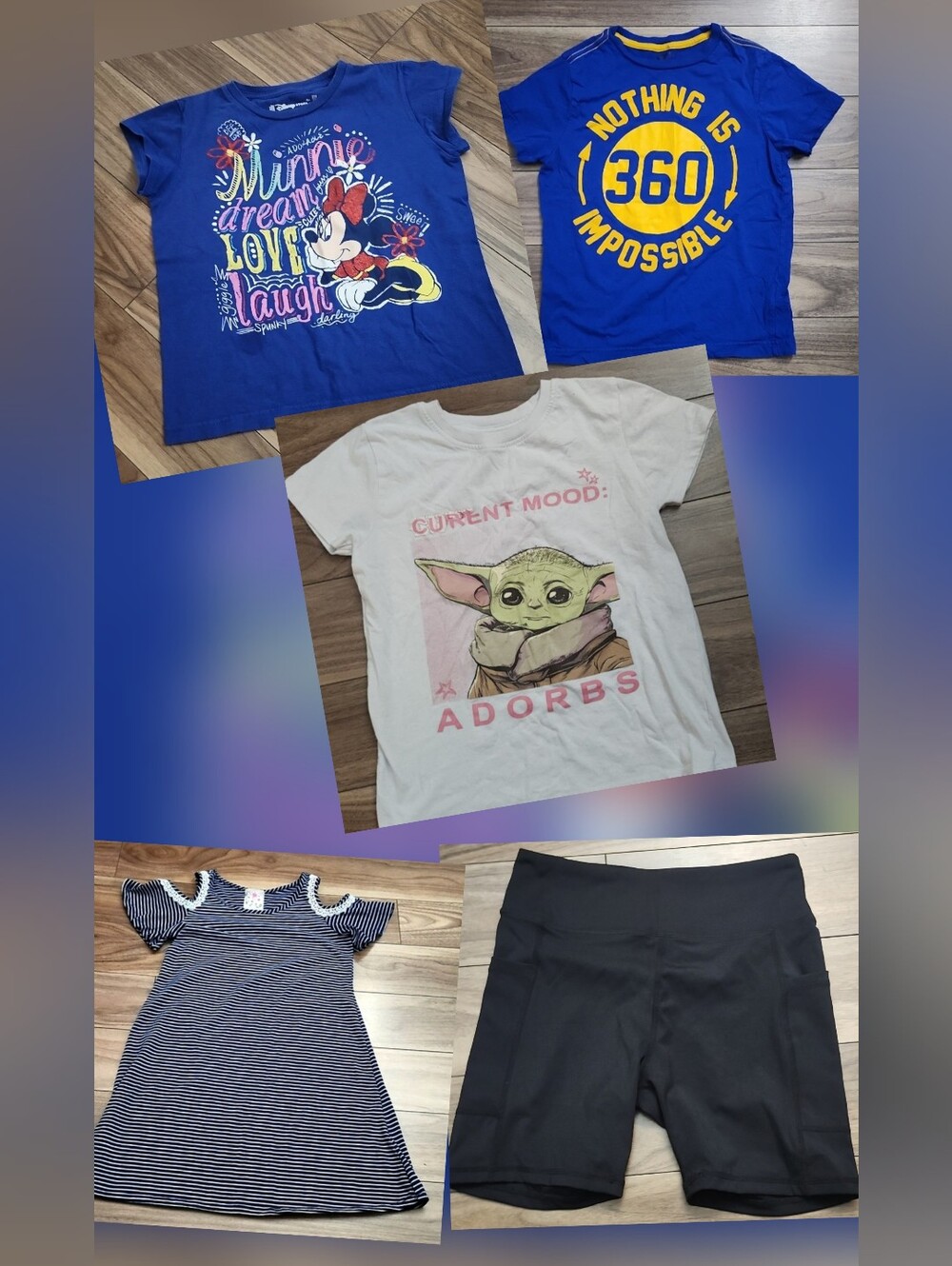 🔥 Bundle 5 Pcs Size 10 Girls, 3 Tshirts, 1 Dress, 1 Shorts